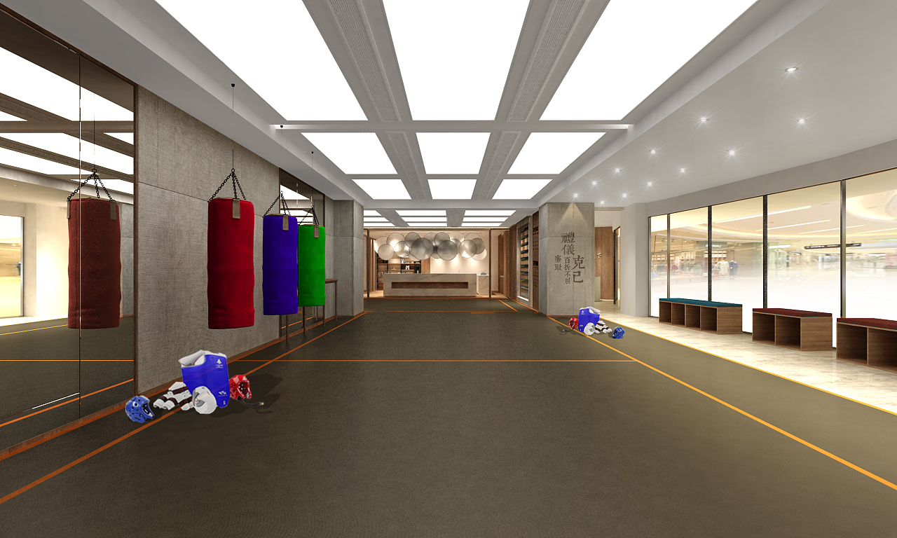 現(xiàn)代跆拳道武術館裝修設計效果圖