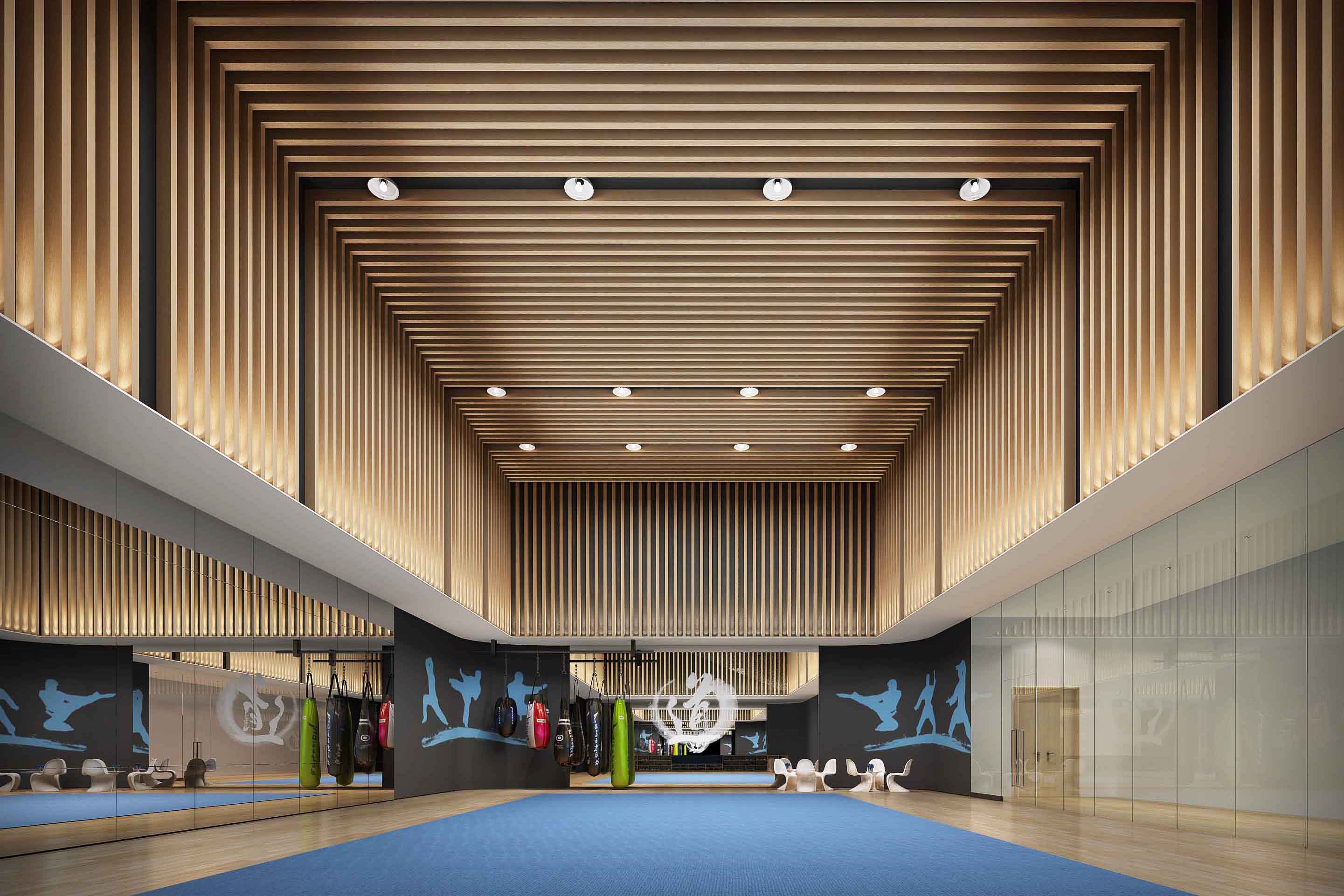 現(xiàn)代跆拳道武術館裝修設計效果圖