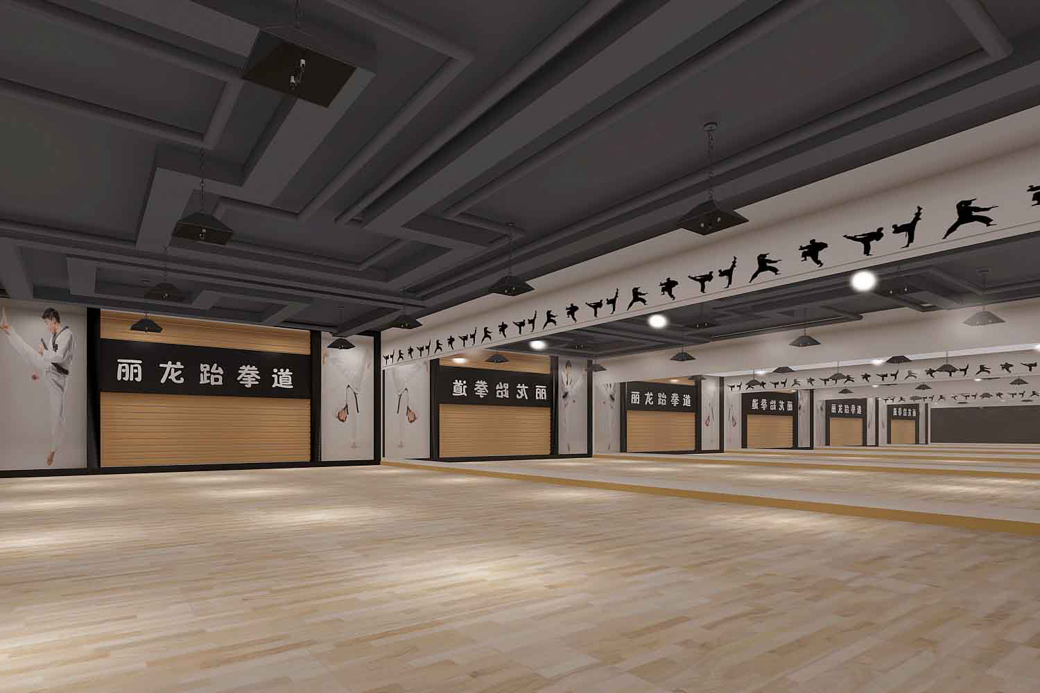 現(xiàn)代跆拳道武術館裝修設計效果圖